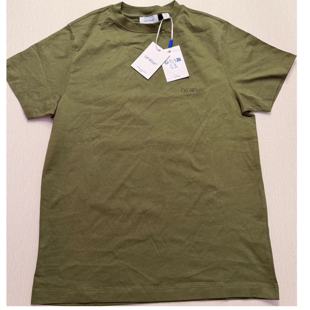 Off-White Virgil Abloh Olive Green Blurred Arrow Graphic T-Shirt XS Portugal